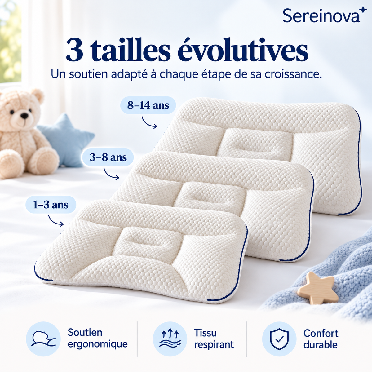 Oreiller Ergonomique Enfant Sereinova™