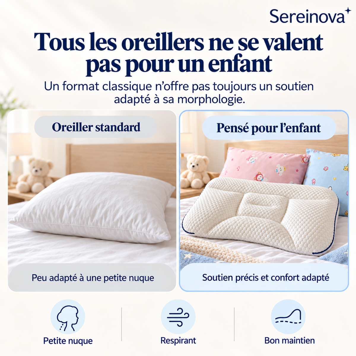 Oreiller Ergonomique Enfant Sereinova™