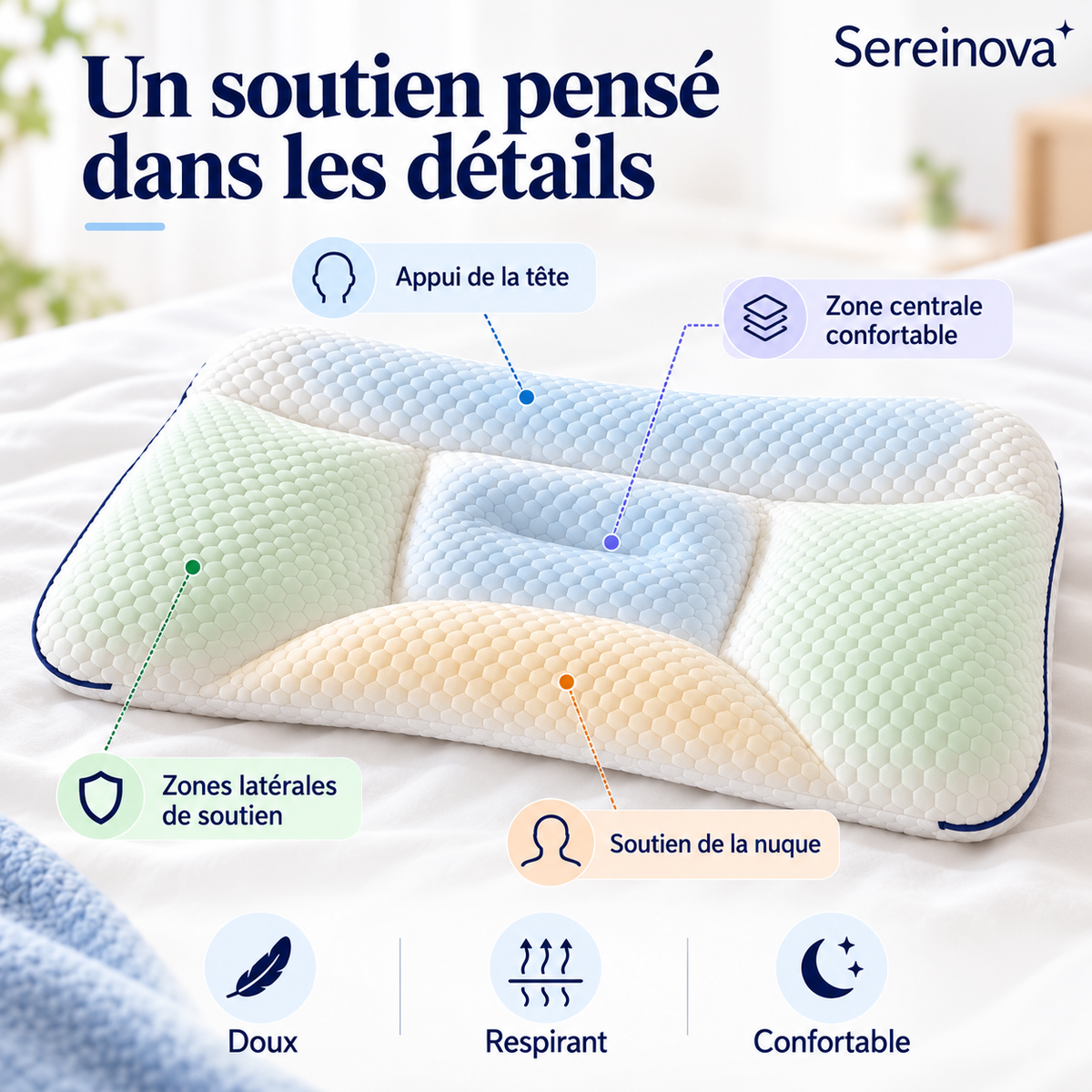 Oreiller Ergonomique Enfant Sereinova™