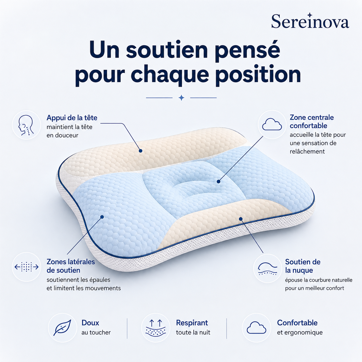 Oreiller Ergonomique Enfant Sereinova™