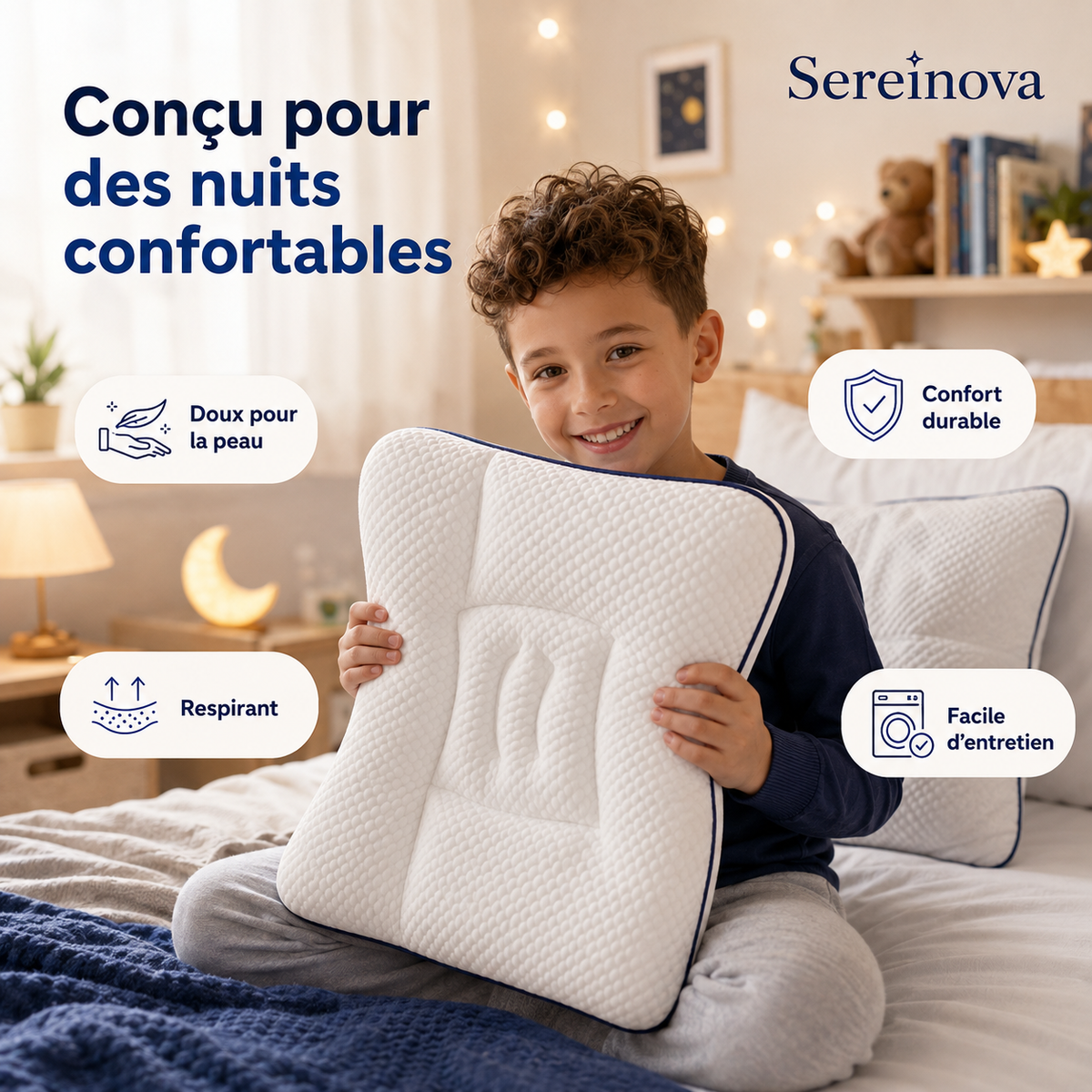 Oreiller Ergonomique Enfant Sereinova™